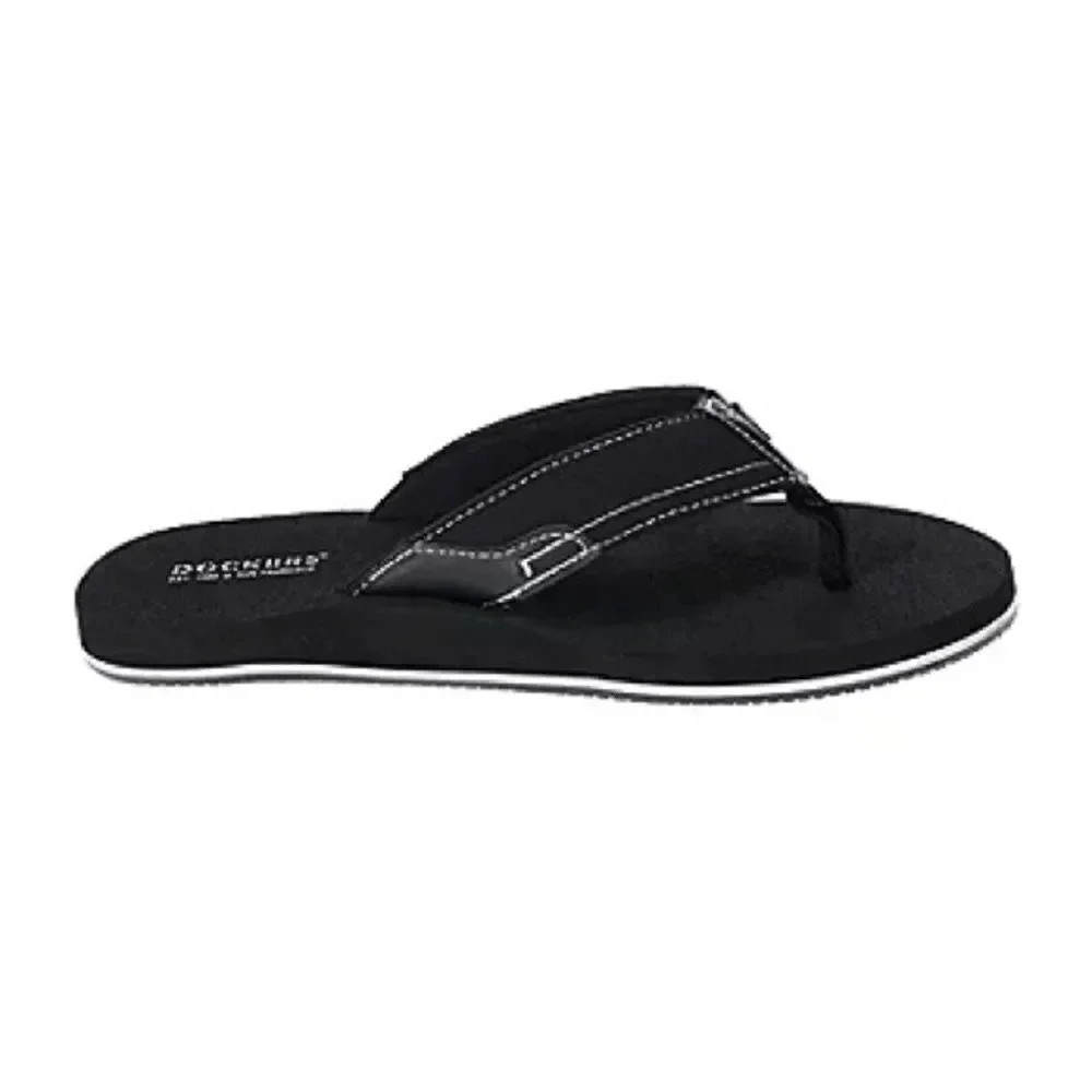 Dockers Mens Flip-Flops Black and White Small Size 7/8 New